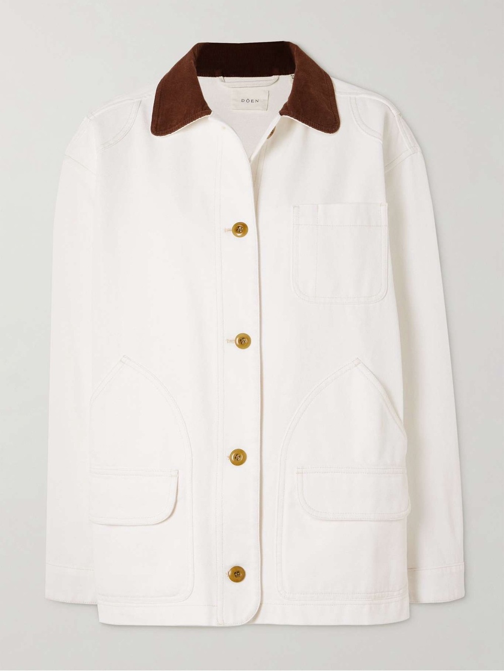 Doen Pascual Jacket white and brown collar NEW